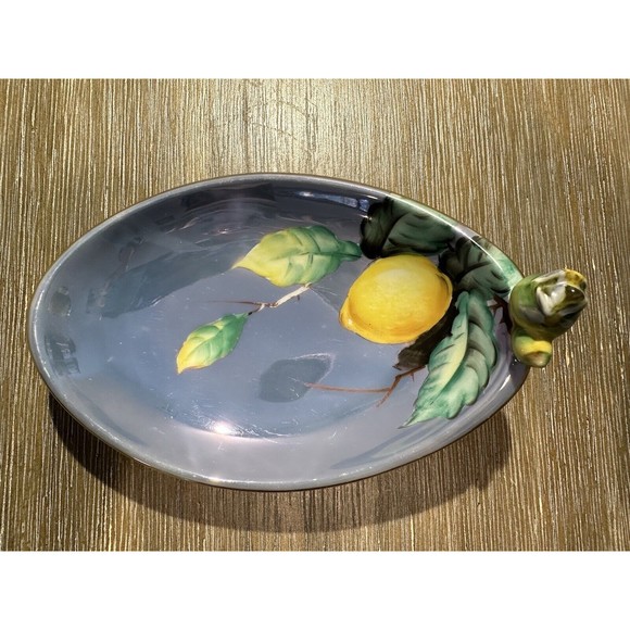 Rare Hand Painted Noritake Lusterware Lemon Design Art Nouveau Dish - Picture 3 of 12